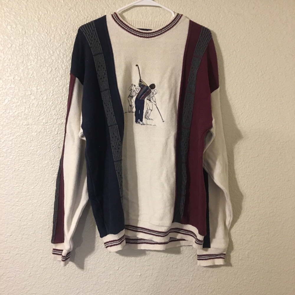 Vintage Preppy Cypress Links Gold Sweater Sz L